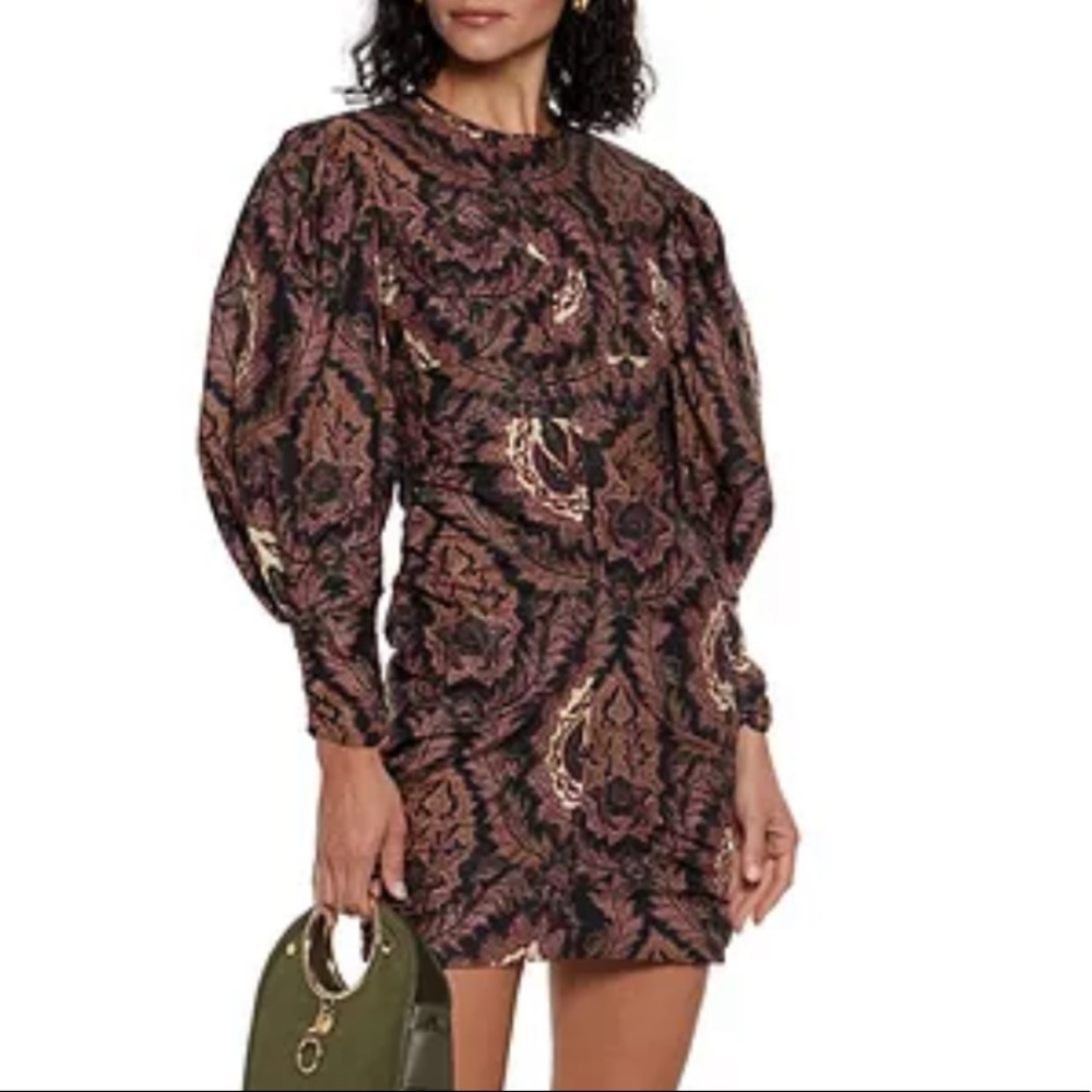 Isabel Marant May Ruched Paisley Print Mini Dress SZ 6 Medium